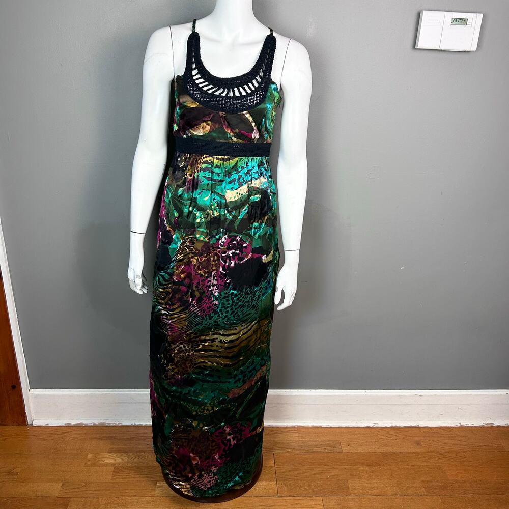 Desigual maxi dress small burnout velvet crochet whimsigoth witchy tropical